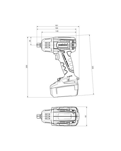 Гайковерт Metabo ударний SSW 18 LTX 400 BL, 18V, 620Нм (без АКБ та ЗП) (602205890)