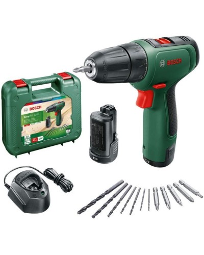 Шуруповерт Bosch EasyDrill 1200, 12В, 2х1.5Ач, ЗП, набір свердл і біт, кейс (0.603.9D3.007)