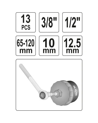 Автомобільний зйомник Yato масляних фільтрів 3/8"-1/2" 13шт (YT-0594)