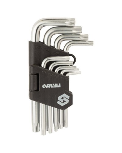 Ключ Sigma набір TORX 9шт T10-T50 CrV, короткі з отвором (4022211)