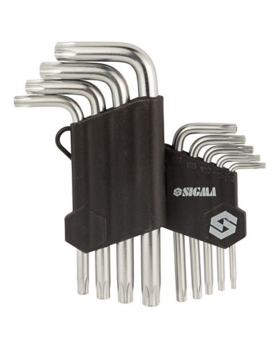 Ключ Sigma набір TORX 9шт T10-T50 CrV, короткі з отвором (4022211)