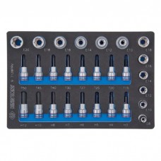 Набір головок KING TONY 1/2" та 3/8", TORX, HEX, Е6-Е20, 28 шт. (9-7128PRV)