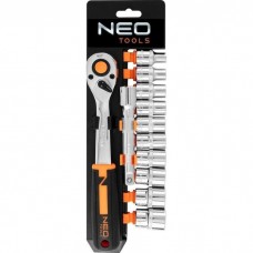 Набір головок Neo Tools 12шт, 1/2", тріскачка 90 зубців, CrV (10-030N)
