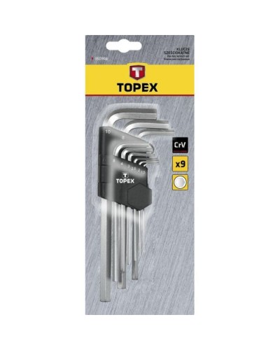 Набір інструментів Topex ключі шестигранні HEX 1.5-10 мм, набір 9 шт. (35D956)
