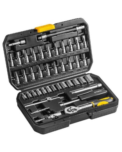 Набір інструментів Topex торцевих головок 1/4” CrV, 46 шт. (38D640)