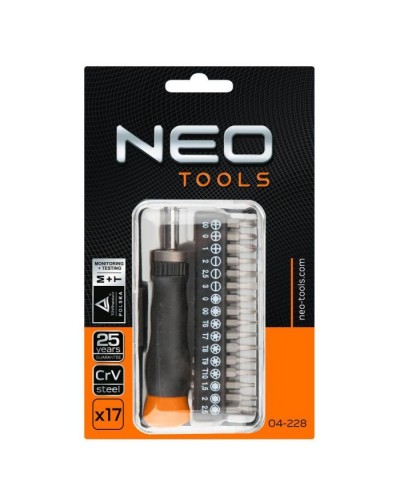 Набір інструментів Neo Tools насадки прецизійні з утримувачем, 17 шт. (04-228)