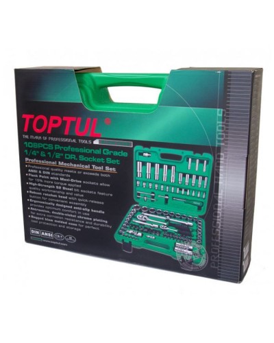 Набір інструментів Toptul автомобільний 1/4", 1/2" 108од. (6-гр.) (GCAI108R)