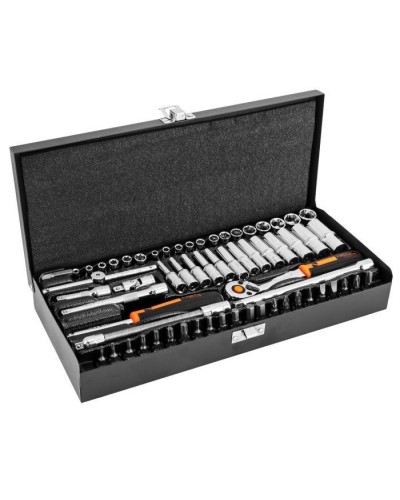 Набір інструментів Neo Tools 63шт, 1/4", CrV, металевий кейс (10-008)