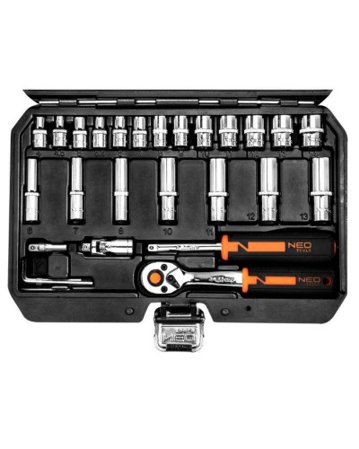 Набір інструментів Neo Tools 73шт, 1/2", 1/4", CrV, кейс (10-054)