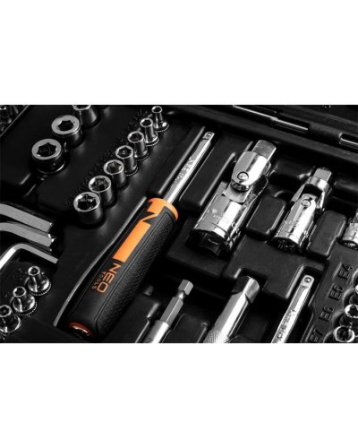 Набір інструментів Neo Tools 233шт, 1/2", 1/4", 3/8", CrV, кейс (10-078)