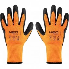 Захисні рукавиці Neo Tools латексне покриття, поліестер, р.8, помаранчево чорні (97-612-8)