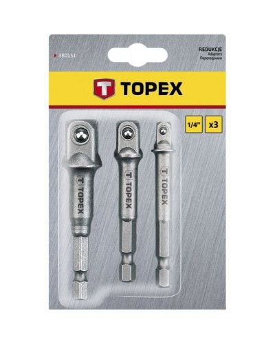 Адаптер для інструменту Topex для торцевих головок, набір 1/2,1/4,3/8 (38D151)