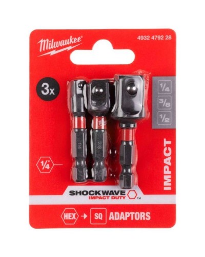 Адаптер для інструменту Milwaukee 1/4" HEX на квадрати 1/4", 3/8", 1/2" (4932479228)