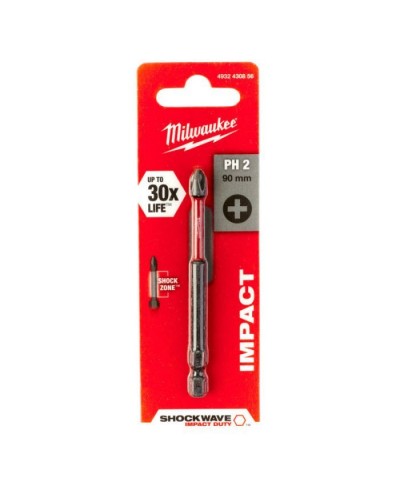 Біта для шуруповерта Milwaukee SHOCKWAVE, PH2, 90мм 1шт (4932430856)