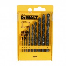 Набір свердл DeWALT HSS-R по металлу, 10шт, d=1-10мм. (DT5911)