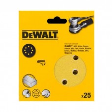 Наждачний папір DeWALT самоклеюча d=125мм, зерно 120, для ексцентрикових шліфувальних машин, 25шт. (DT3115XM)