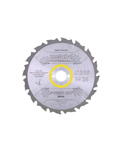 Диск пильний Metabo Power Cut Wood - Professional, 216х30мм, 24 зубців (628009000)