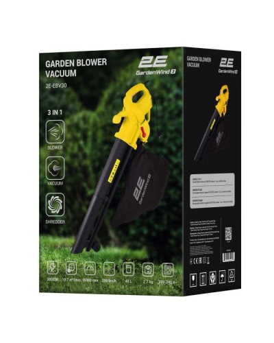 Повітродувка 2E GardenWind 3000Вт, 3в1, 250км/год, 40л (2E-EBV30)