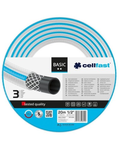 Шланг для поливу Cellfast BASIC, 1/2", 20м, 3 шари, до 25 Бар, -20…+60°C (10-400)