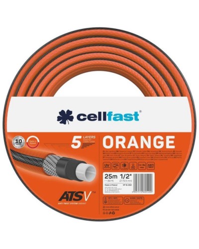 Шланг для поливу Cellfast ORANGE, 1/2", 25 м, 5 шарів, до 24 Бар, -10…50°C (15-002)