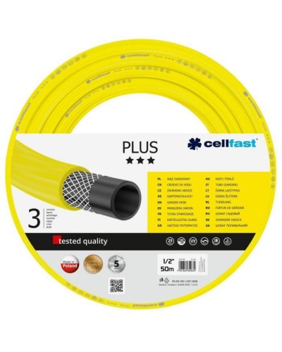 Шланг для поливу Cellfast PLUS, 1/2', 50м, 3 шари, до 25 Бар, -20…+60°C (10-201)