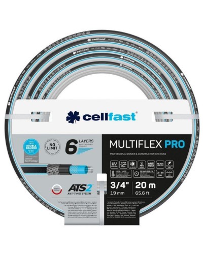 Шланг для поливу Cellfast MULTIFLEX PRO 3/4" 20м, 6 шарів, до 35 Бар, -20…+65°C (13-820)