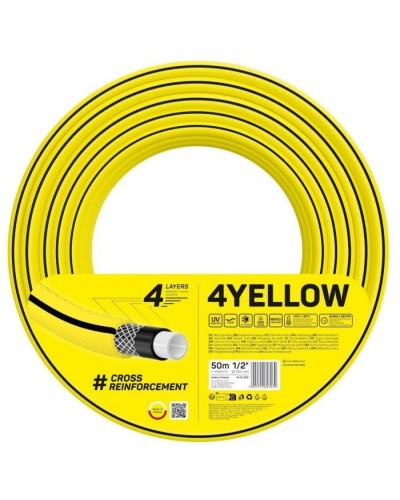 Шланг для поливу Cellfast 4YELLOW 1/2", 50м, 4 шари, до 20бар -10…+50°C (10-502)