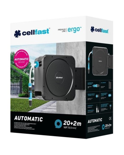 Шланг для поливу Cellfast на котушці ERGO, 20м+2м, шланга 1/2", комплект конекторів та зрошувач ERGO (55-410)