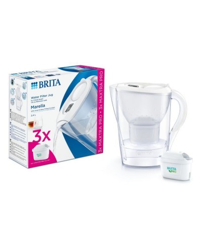 Фільтр-глечик Brita Marella Memo MXPro 2.4л (1.4л води) з фільтр-картриджем 3шт, білий (1052791)