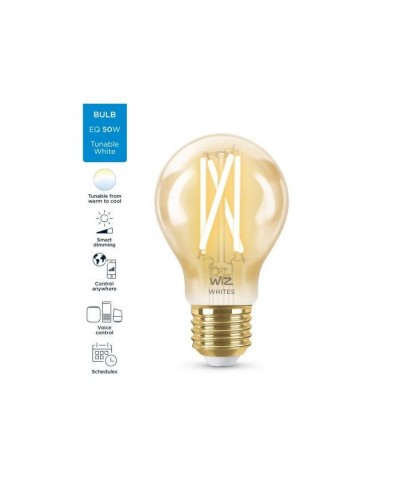 Розумна лампочка WiZ E27 7W(50W 640Lm) A60 2000-5000К філаментна Wi-Fi (929003017401)