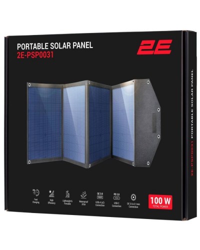 Портативна сонячна панель 2E 100W charger, DC, USB-С PD45W, USB-A 18W, USB-A 12W (2E-PSP0031)