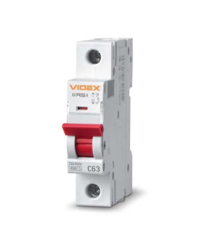 Автоматичний вимикач Videx RS4 RESIST 1п 63А С 4,5кА (VF-RS4-AV1C63)
