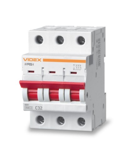 Автоматичний вимикач Videx RS4 RESIST 3п 32А С 4,5кА (VF-RS4-AV3C32)