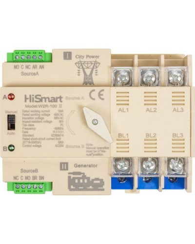 Автоматичний вимикач HiSmart W2R-3P 220V 100A (HS082499)