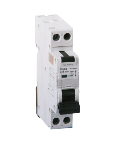 Диференціальний автоматичний вимикач ONESTO 1п+N, 16А, 30mA , тип AC/A, RCBO (KRC2)