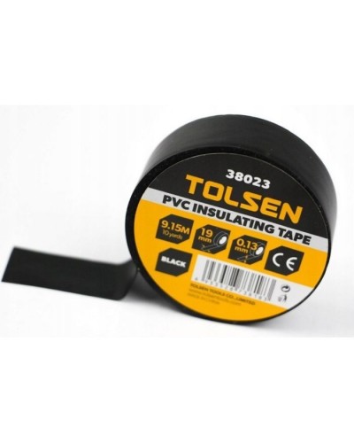 Ізоляційна стрічка Tolsen 19 мм х 9.2 м чорна 0.13 мм (38023)