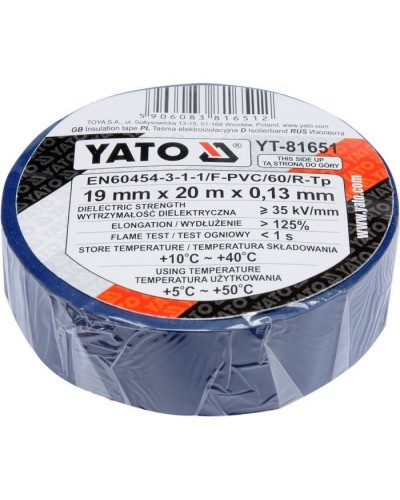 Ізоляційна стрічка Yato 20мх19мм синя (YT-81651)
