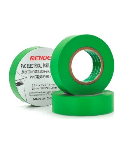 Ізоляційна стрічка Render 0.19мм*16мм*7м Green, temp-10+80°С, 2000V, 10 шт. (0,19мм*16мм*7м-G)