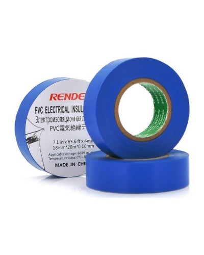 Ізоляційна стрічка Render 0.19мм*16мм*7м Blue, temp-10+80°С, 2000V, 10 шт. (0,19мм*16мм*7м-Bl)