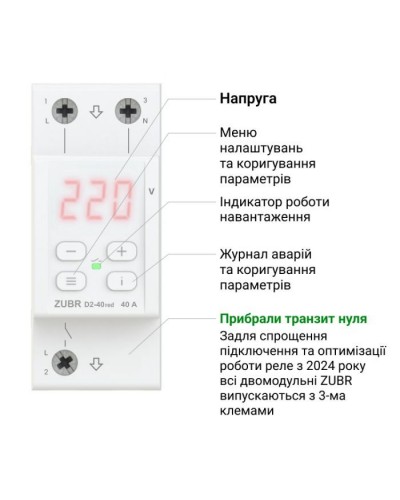 Реле напруги ZUBR D2-50 red (4820120221729)