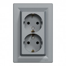 Розетка Schneider Electric ASFORA із заземленням подвійна сталь 16А (EPH9900162)