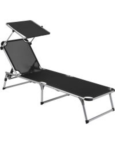 Розкладачка Bo-Camp Sun Lounger With Sunscreen 5 Positions Чорна (1304460)