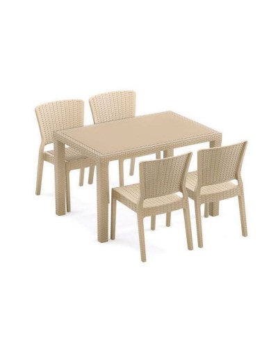 Стіл садовий Tilia Antares 80х120 см outglass, ніжки пластикові, кавовий (10772)