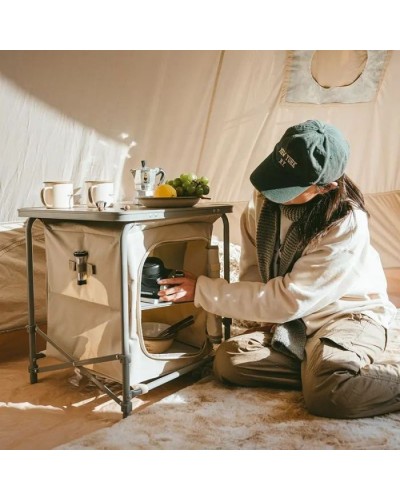 Туристичний стіл Naturehike CNH22JU031 із полицями бежевий (6975641888895)