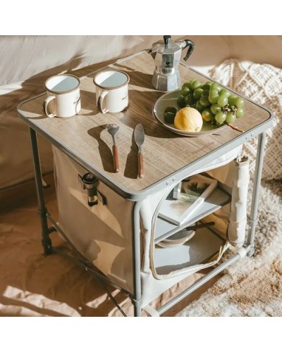 Туристичний стіл Naturehike CNH22JU031 із полицями бежевий (6975641888895)