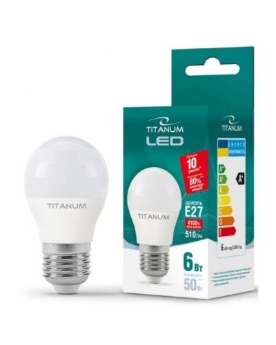 Лампочка TITANUM G45 6W E27 4100K 220V (TLG4506274)