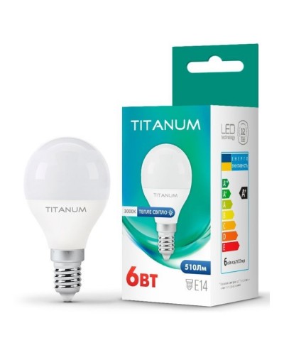 Лампочка TITANUM G45 6W E14 3000K (TLG4506143)