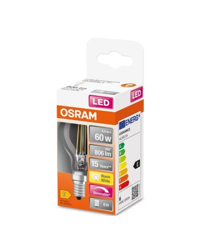 Лампочка Osram LED CL P60 DIM 6,5W/827 230V FIL E14 10x1 (4058075447875)
