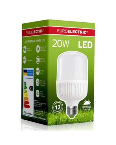 Лампочка EUROELECTRIC Plastic 20W E27 4000K 220V (LED-HP-20274(P))