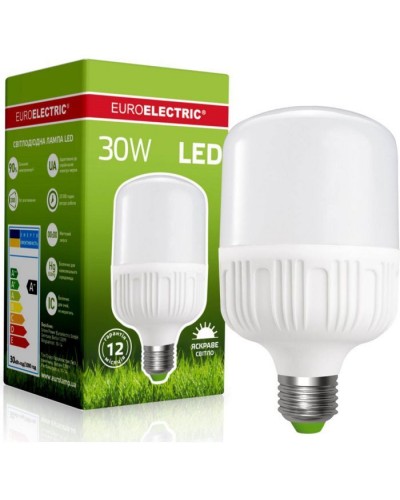 Лампочка EUROELECTRIC Plastic 30W E27 4000K 220V (LED-HP-30274(P))